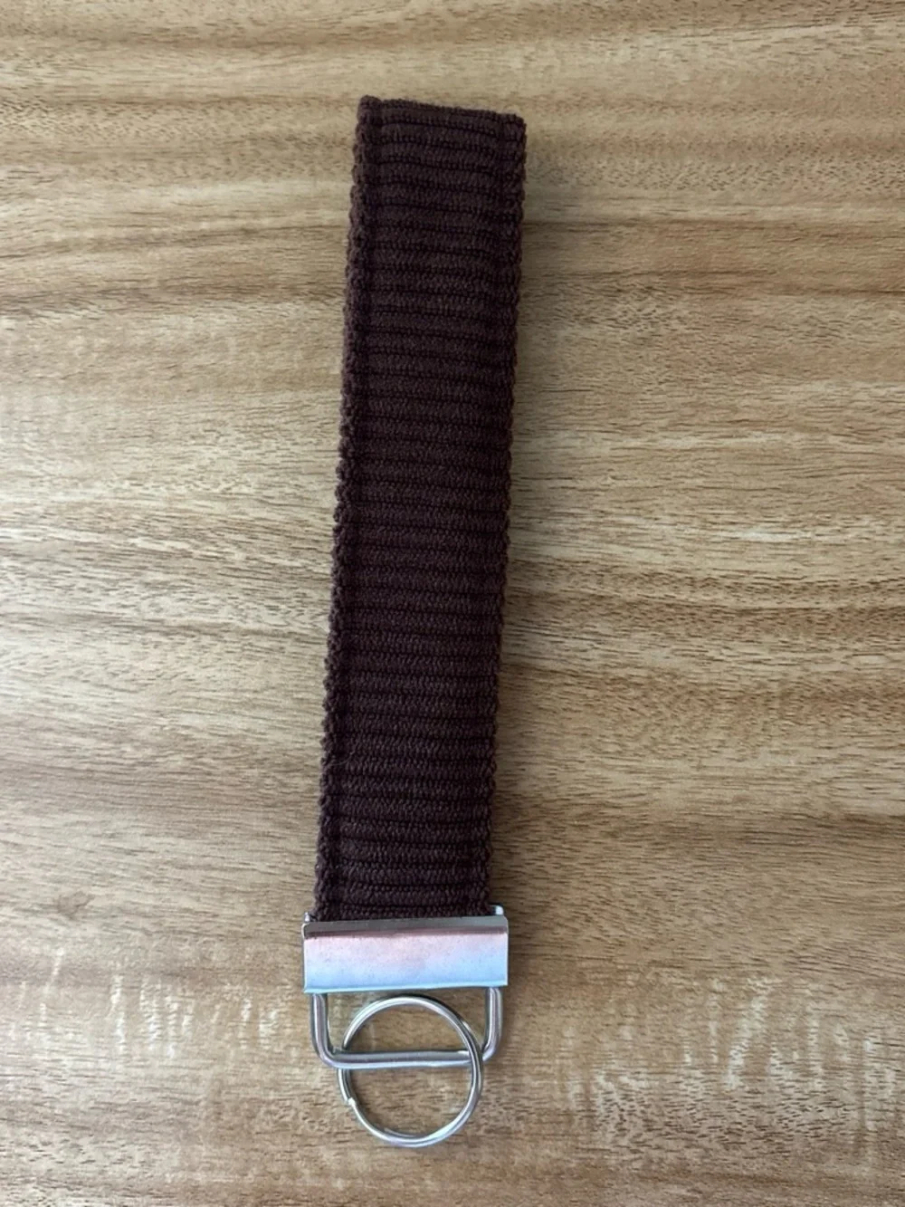 Brown Fabric Key Fob with Silver Key Rings